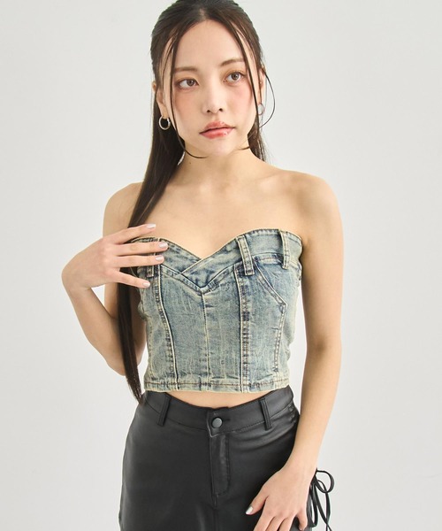 ANAP（アナップ）の「デニム ベア トップス（その他トップス・レディース・ブラック/ライトブルー/ブルー・FREE）」の4枚目の写真