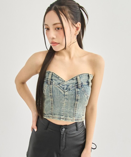ANAP（アナップ）の「デニム ベア トップス（その他トップス・レディース・ブラック/ライトブルー/ブルー・FREE）」の5枚目の写真