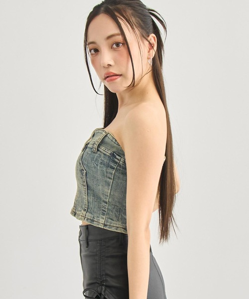 ANAP（アナップ）の「デニム ベア トップス（その他トップス・レディース・ブラック/ライトブルー/ブルー・FREE）」の6枚目の写真