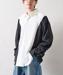 カラーブロックルーズシャツ