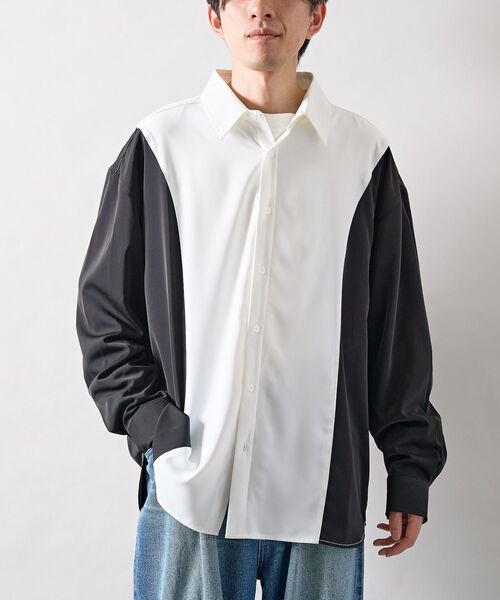 CRAFT STANDARD BOUTIQUE（クラフトスタンダードブティック）の「カラーブロックルーズシャツ（シャツ/ブラウス・メンズ・ブラック/ブルー/グレー・L/M）」の4枚目の写真