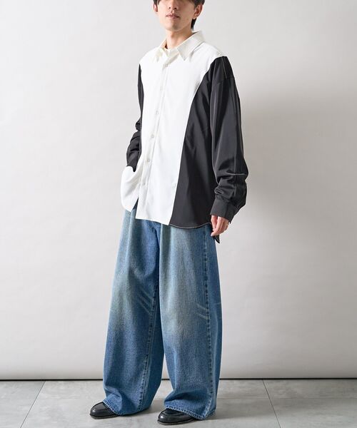 CRAFT STANDARD BOUTIQUE（クラフトスタンダードブティック）の「カラーブロックルーズシャツ（シャツ/ブラウス・メンズ・ブラック/ブルー/グレー・L/M）」の7枚目の写真