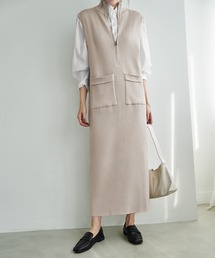 STYLE DELI（スタイルデリ）の「ジップ付きスタンドネックのリブニットワンピース（ワンピース）」