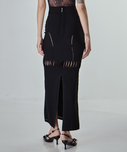 FETICO（フェティコ）の「【FETICO/フェティコ】《STUDIOUS別注》別注 MESH KNIT MAXI SKIRT/メッシュニットマキシスカート（スカート・レディース・ブラウン/ブラック・36/38）」の8枚目の写真