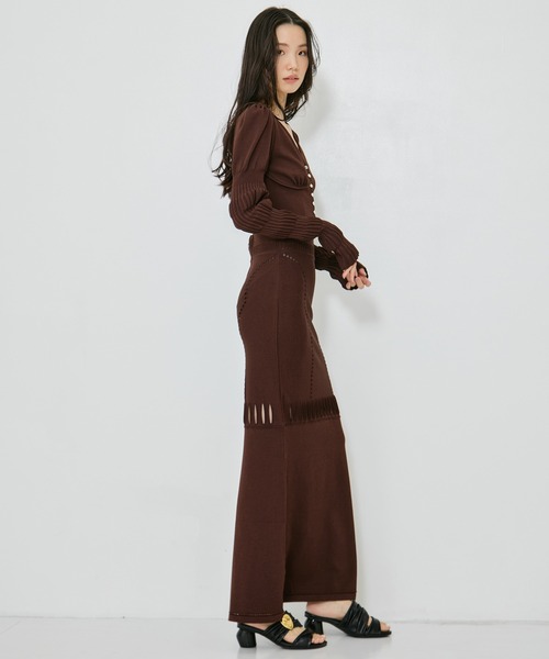 FETICO フェティコ MESH KNIT MAXI SKIRT 茶サイズ1 FETICO/フェティコ】《STUDIOUS別注》MESH KNIT MAXI SKIRT/メッシュ