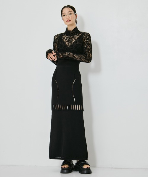 FETICO/フェティコ】《STUDIOUS別注》MESH KNIT MAXI SKIRT/メッシュ