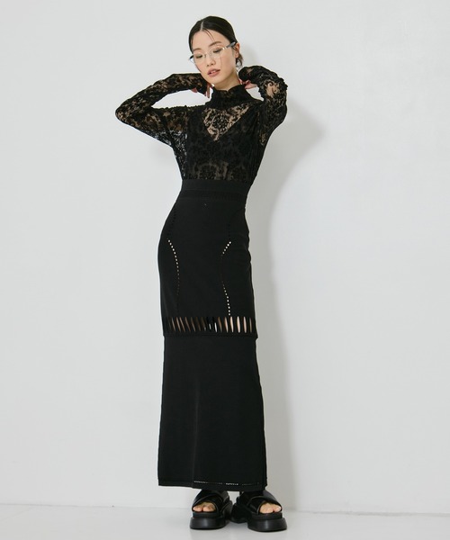 FETICO/フェティコ】《STUDIOUS別注》MESH KNIT MAXI SKIRT/メッシュ