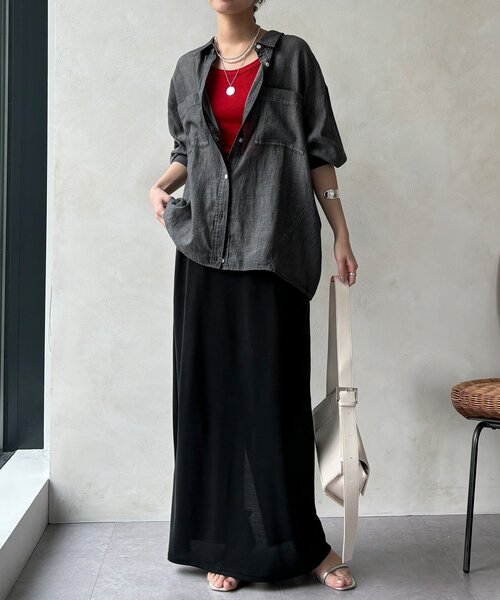 DouDou(ドゥドゥ)の「【セットアップ可能】ソフトIラインスカート(スカート・レディース・ライトグレー/モカ/ブラック・FREE)」の8枚目の写真