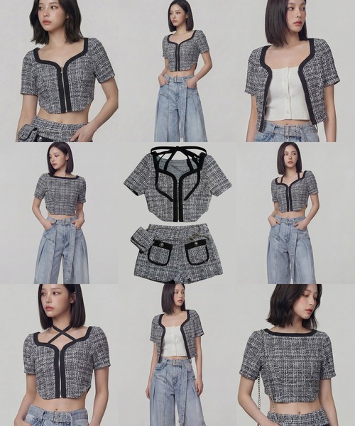 DURAS(デュラス)の「ベルトポーチ+ツイードショートパンツ(その他パンツ・レディース・ピンク/ライム/ブラック/ブルー・ONE SIZE)」の9枚目の写真