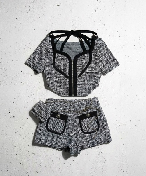 DURAS(デュラス)の「ベルトポーチ+ツイードショートパンツ(その他パンツ・レディース・ピンク/ライム/ブラック/ブルー・ONE SIZE)」の10枚目の写真