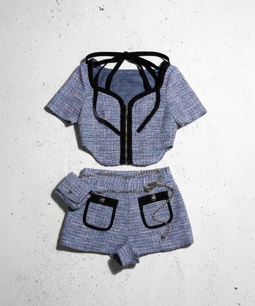 DURAS(デュラス)の「ベルトポーチ+ツイードショートパンツ(その他パンツ・レディース・ピンク/ライム/ブラック/ブルー・ONE SIZE)」の14枚目の写真