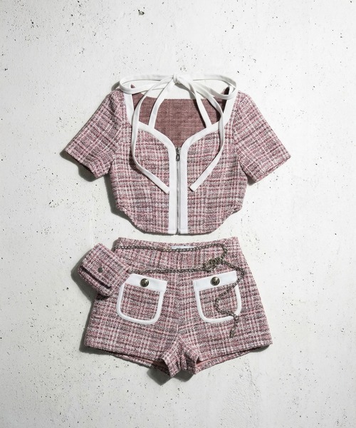 DURAS(デュラス)の「ベルトポーチ+ツイードショートパンツ(その他パンツ・レディース・ピンク/ライム/ブラック/ブルー・ONE SIZE)」の16枚目の写真