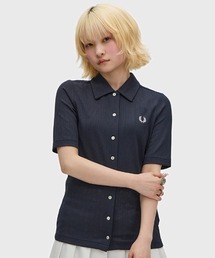FRED PERRY(�t���b�h�y���[)��Button Through Sheer Rib Polo Shirt�^�{�^���X���[�V�A�[���u�|���V���c(�|���V���c)