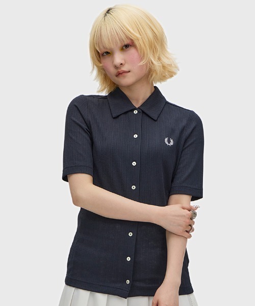 フレッドペリー　FRED PERRY / ボタンスルーシアーリブポロシャツ 8 Button Through Sheer Rib Polo Shirt／ボタンスルーシアーリブ
