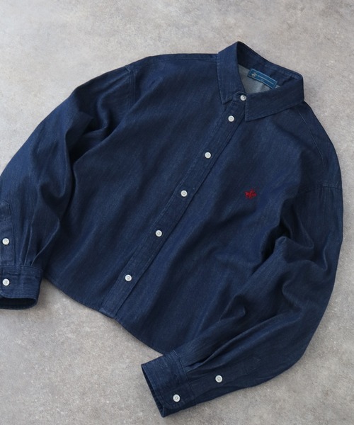 BEVERLY HILLS POLO CLUB(ビバリーヒルズポロクラブ)の「【Bevery Hills Polo Club/ビバリーヒルズポロクラブ】ワンポイント刺繍 長袖シャツ(S:クロップド丈 / M:ミドル丈)(シャツ/ブラウス・レディース・ブルー系その他/イエロー系その他/ブルー系その他2/ライトブルー/インディゴブルー/ホワイト/オレンジ系その他・M/S)」の19枚目の写真
