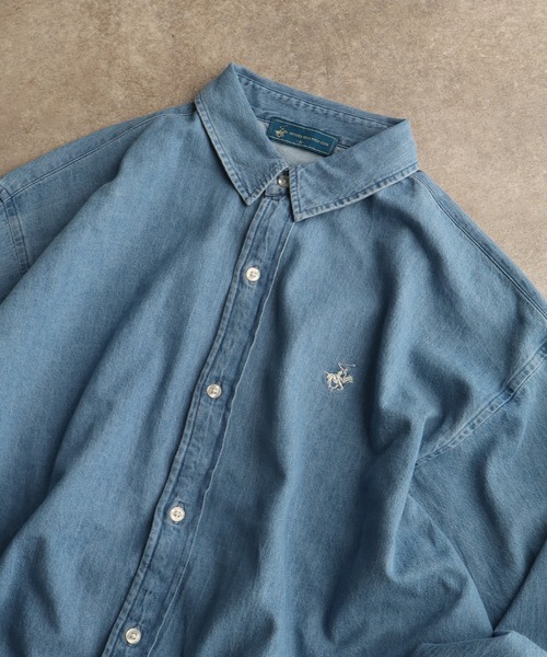 BEVERLY HILLS POLO CLUB(ビバリーヒルズポロクラブ)の「【Bevery Hills Polo Club/ビバリーヒルズポロクラブ】ワンポイント刺繍 長袖シャツ(S:クロップド丈 / M:ミドル丈)(シャツ/ブラウス・レディース・ブルー系その他/イエロー系その他/ブルー系その他2/ライトブルー/インディゴブルー/ホワイト/オレンジ系その他・M/S)」の15枚目の写真