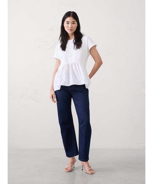 BANANA REPUBLIC FACTORY STORE(バナナリパブリック ファクトリーストア)の「BANANA REPUBLIC FACTORY STORE 日本限定 ミックスメディア ペプラムトップス(Tシャツ/カットソー・レディース・ホワイト/ネイビー/ブラック・XS/S/M/L)」の5枚目の写真