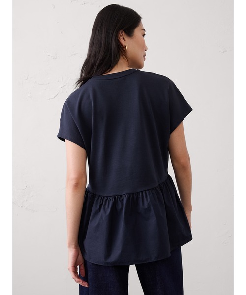 BANANA REPUBLIC FACTORY STORE(バナナリパブリック ファクトリーストア)の「BANANA REPUBLIC FACTORY STORE 日本限定 ミックスメディア ペプラムトップス(Tシャツ/カットソー・レディース・ホワイト/ネイビー/ブラック・XS/S/M/L)」の6枚目の写真