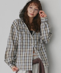 ad thie（アドティエ）の「フード付き オーバーサイズ チェックシャツ（シャツ/ブラウス）」