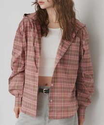 ad thie（アドティエ）の「フード付き オーバーサイズ チェックシャツ（シャツ/ブラウス）」