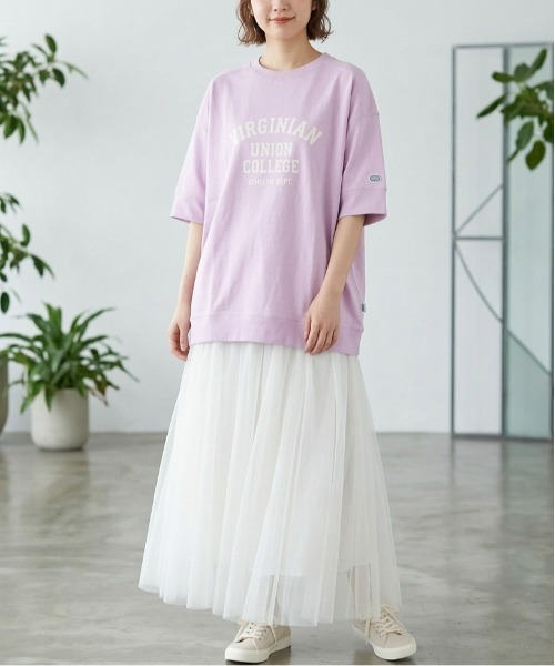 DISCUS ATHLETIC（ディスカス　アスレチック）の「【DISCUS ATHLETIC/ディスカス アスレチック】袖切替ルーズプリント半袖Tシャツ/カレッジプリント半袖スウェットTシャツ（Tシャツ/カットソー・レディース・ラベンダー/スミクロ/ブルー/オフホワイト/ブラウン/イエロー・LARGE/MEDIUM）」の22枚目の写真