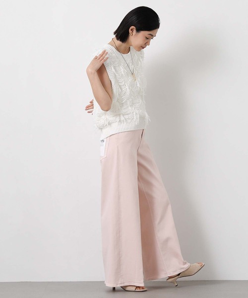 Gready Brilliant(グレディブリリアン)の「フリンジテープヤーンVネックニット(ニット/セーター・レディース・オフホワイト/ベージュ・38)」の9枚目の写真