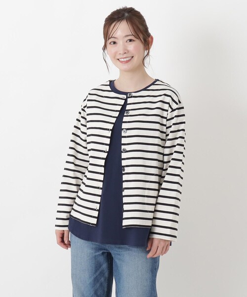 one'sterrace(ワンズテラス)の「バスク クルーネックカーディガン(カーディガン/ボレロ・レディース・ブルー系その他7/グリーン系その他6/その他・02)」の3枚目の写真