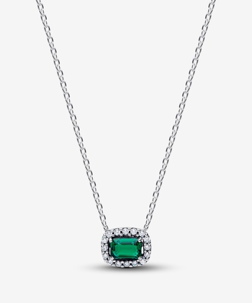 PANDORA(パンドラ)の「レクタンギュラー スパークリング グリーン ハロー ペンダント ネックレス(ネックレス・レディース・シルバー・45cm)」の1枚目の写真