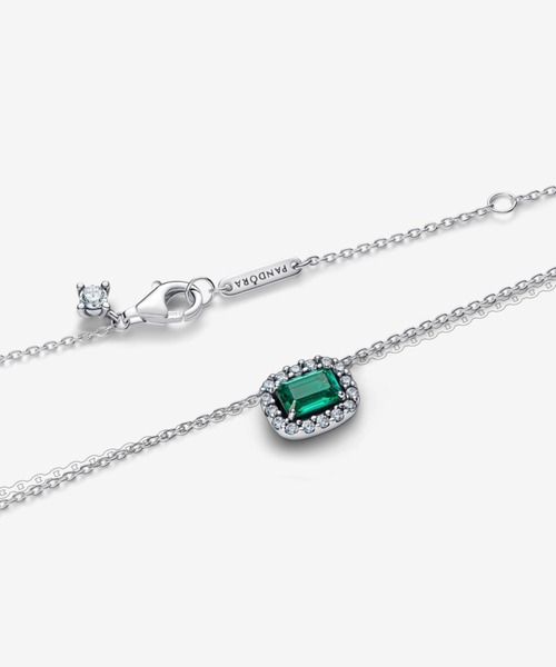 PANDORA(パンドラ)の「レクタンギュラー スパークリング グリーン ハロー ペンダント ネックレス(ネックレス・レディース・シルバー・45cm)」の3枚目の写真