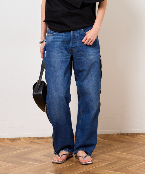 Bonum(ボナム)の「サイドジップワイド5ポケットパンツ:デニムパンツ(デニムパンツ・レディース・ネイビー・32/28/26)」の13枚目の写真