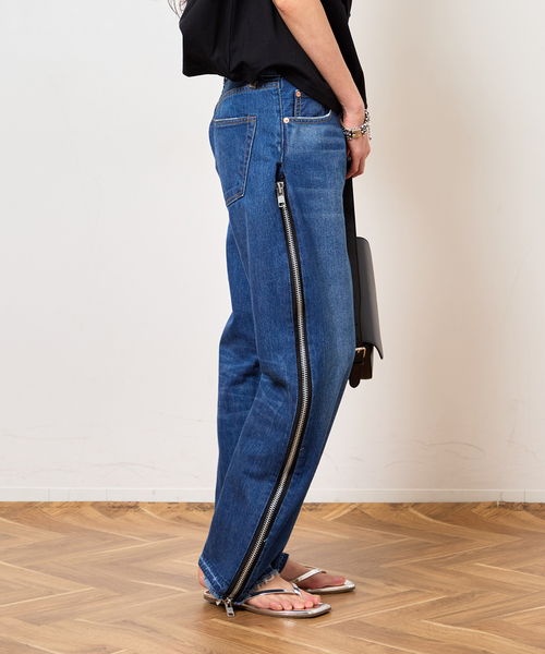Bonum(ボナム)の「サイドジップワイド5ポケットパンツ:デニムパンツ(デニムパンツ・レディース・ネイビー・32/28/26)」の14枚目の写真