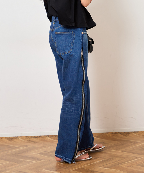 Bonum(ボナム)の「サイドジップワイド5ポケットパンツ:デニムパンツ(デニムパンツ・レディース・ネイビー・32/28/26)」の15枚目の写真