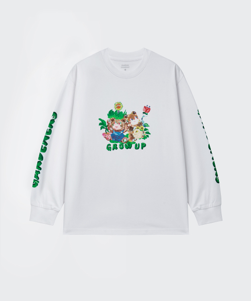 MUSINSA STANDARD KIDS（ムシンサスタンダードキッズ）の「[スロコースターコラボ] ガードナーズリップカフス長袖Tシャツ [ホワイト]（Tシャツ/カットソー・レディース・その他・120/130/140/150/160）」の3枚目の写真