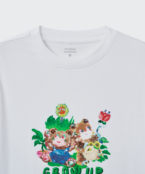 MUSINSA STANDARD KIDS（ムシンサスタンダードキッズ）の「[スロコースターコラボ] ガードナーズリップカフス長袖Tシャツ [ホワイト]（Tシャツ/カットソー・レディース・その他・120/130/140/150/160）」の5枚目の写真