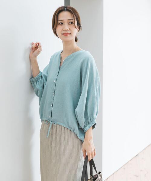 URBAN RESEARCH DOORS（アーバンリサーチドアーズ）の「リネンドロストドルマンブラウス（シャツ/ブラウス・レディース・チェック/モカ/ミント/ブラック・FREE）」の11枚目の写真