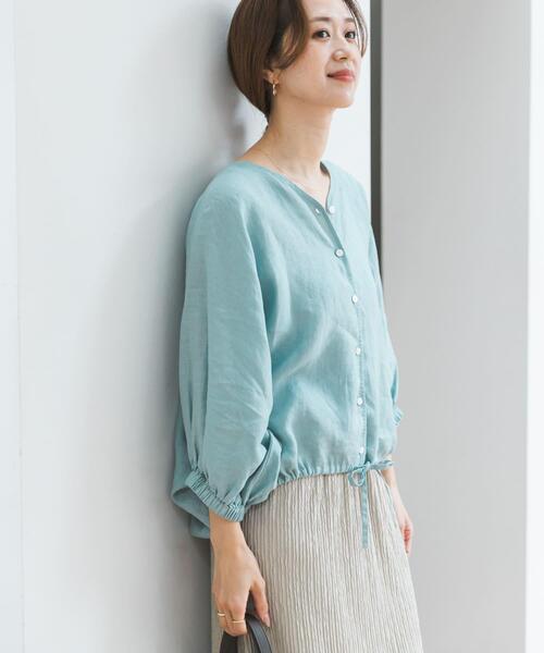 URBAN RESEARCH DOORS（アーバンリサーチドアーズ）の「リネンドロストドルマンブラウス（シャツ/ブラウス・レディース・チェック/モカ/ミント/ブラック・FREE）」の10枚目の写真