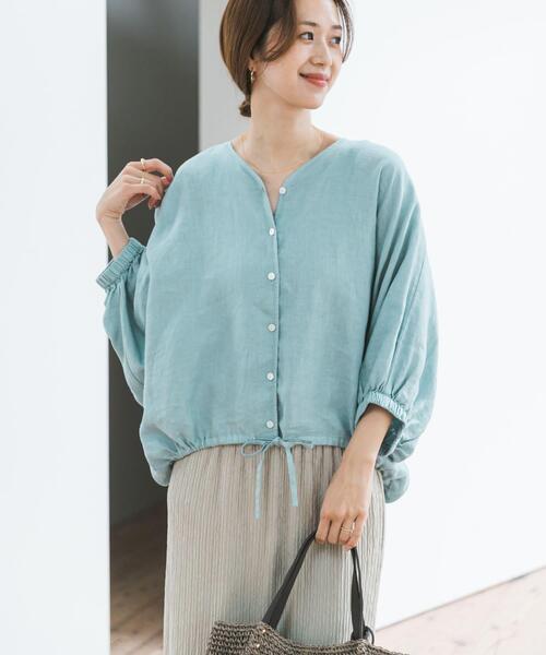 URBAN RESEARCH DOORS（アーバンリサーチドアーズ）の「リネンドロストドルマンブラウス（シャツ/ブラウス・レディース・チェック/モカ/ミント/ブラック・FREE）」の9枚目の写真