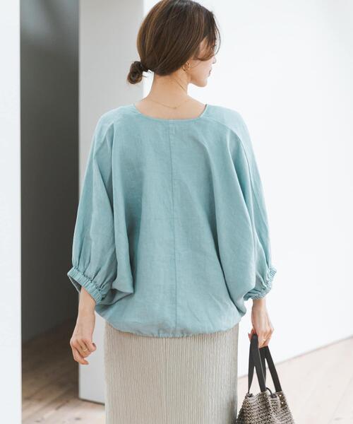 URBAN RESEARCH DOORS（アーバンリサーチドアーズ）の「リネンドロストドルマンブラウス（シャツ/ブラウス・レディース・チェック/モカ/ミント/ブラック・FREE）」の8枚目の写真