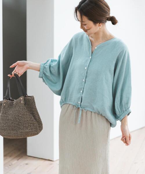 URBAN RESEARCH DOORS（アーバンリサーチドアーズ）の「リネンドロストドルマンブラウス（シャツ/ブラウス・レディース・チェック/モカ/ミント/ブラック・FREE）」の7枚目の写真