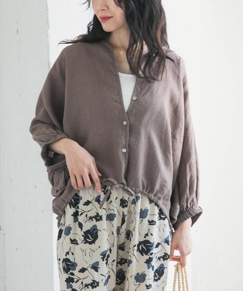 URBAN RESEARCH DOORS(アーバンリサーチドアーズ)の「リネンドロストドルマンブラウス(シャツ/ブラウス・レディース・チェック/モカ/ミント/ブラック・FREE)」の14枚目の写真