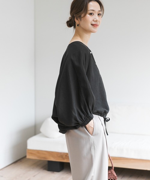 URBAN RESEARCH DOORS(アーバンリサーチドアーズ)の「リネンドロストドルマンブラウス(シャツ/ブラウス・レディース・チェック/モカ/ミント/ブラック・FREE)」の6枚目の写真