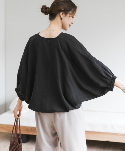URBAN RESEARCH DOORS(アーバンリサーチドアーズ)の「リネンドロストドルマンブラウス(シャツ/ブラウス・レディース・チェック/モカ/ミント/ブラック・FREE)」の7枚目の写真