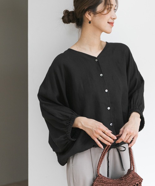 URBAN RESEARCH DOORS(アーバンリサーチドアーズ)の「リネンドロストドルマンブラウス(シャツ/ブラウス・レディース・チェック/モカ/ミント/ブラック・FREE)」の8枚目の写真