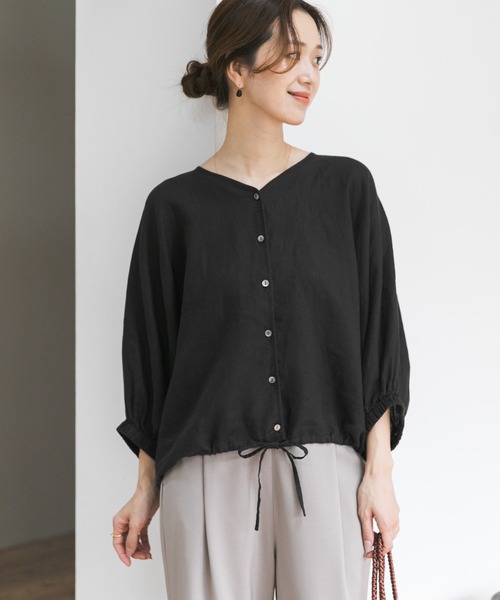 URBAN RESEARCH DOORS(アーバンリサーチドアーズ)の「リネンドロストドルマンブラウス(シャツ/ブラウス・レディース・チェック/モカ/ミント/ブラック・FREE)」の9枚目の写真