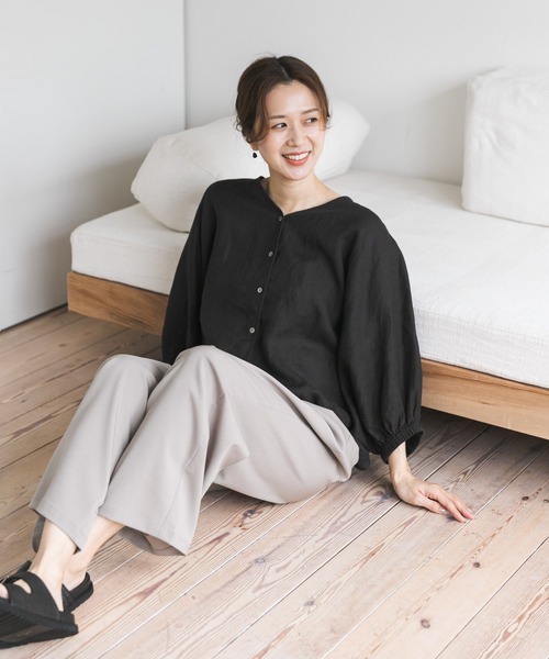 URBAN RESEARCH DOORS(アーバンリサーチドアーズ)の「リネンドロストドルマンブラウス(シャツ/ブラウス・レディース・チェック/モカ/ミント/ブラック・FREE)」の10枚目の写真