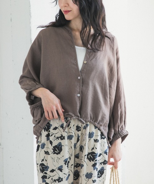 URBAN RESEARCH DOORS(アーバンリサーチドアーズ)の「リネンドロストドルマンブラウス(シャツ/ブラウス・レディース・チェック/モカ/ミント/ブラック・FREE)」の20枚目の写真