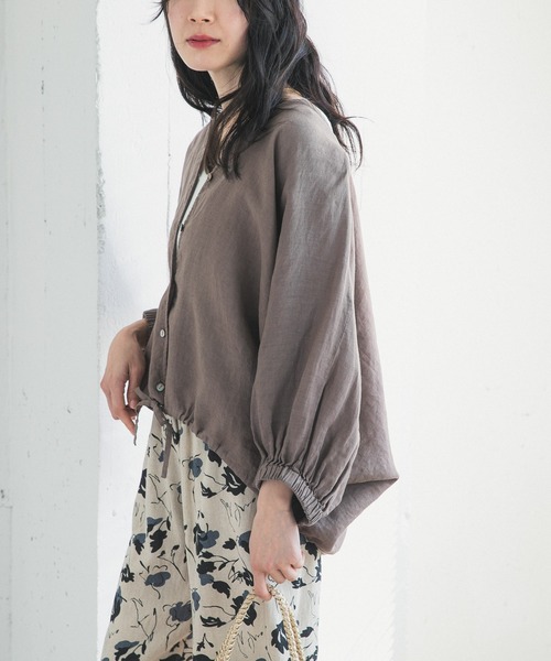 URBAN RESEARCH DOORS(アーバンリサーチドアーズ)の「リネンドロストドルマンブラウス(シャツ/ブラウス・レディース・チェック/モカ/ミント/ブラック・FREE)」の21枚目の写真