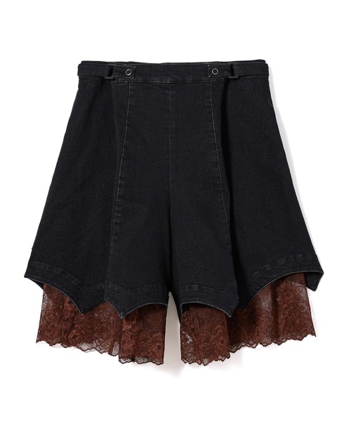 NON TOKYO(ノントーキョー)の「BATWING HEM DENIM & LACE SHORTS(デニムパンツ・レディース・ブルー/ブラック・FREE)」の4枚目の写真