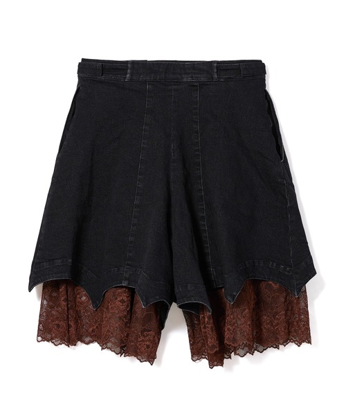 NON TOKYO(ノントーキョー)の「BATWING HEM DENIM & LACE SHORTS(デニムパンツ・レディース・ブルー/ブラック・FREE)」の5枚目の写真