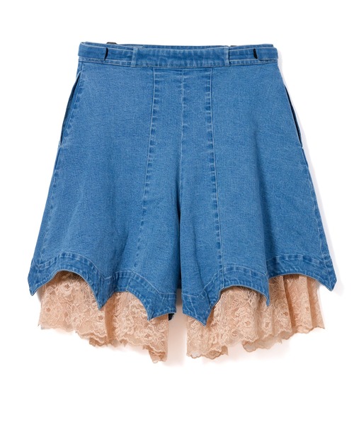 NON TOKYO(ノントーキョー)の「BATWING HEM DENIM & LACE SHORTS(デニムパンツ・レディース・ブルー/ブラック・FREE)」の7枚目の写真
